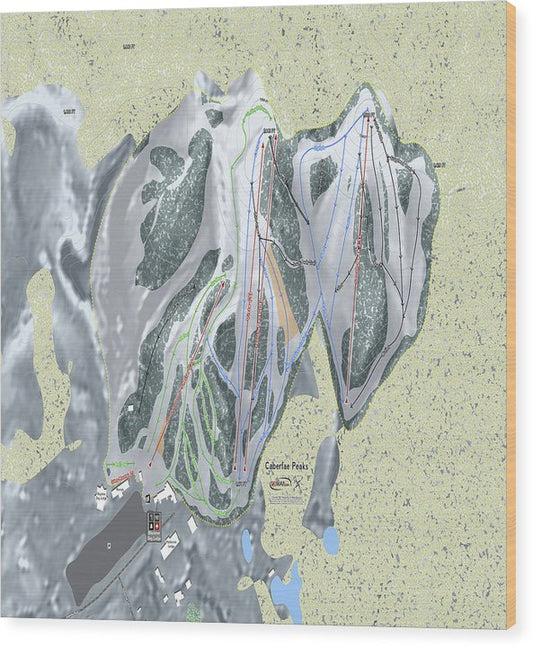 Caberfae Peaks Ski Trail Map - Wood Print - Powderaddicts