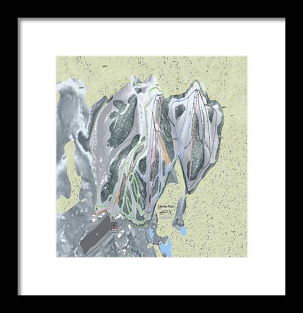 Caberfae Peaks Ski Trail Map - Framed Print - Powderaddicts