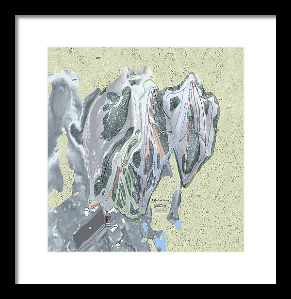 Caberfae Peaks Ski Trail Map - Framed Print - Powderaddicts