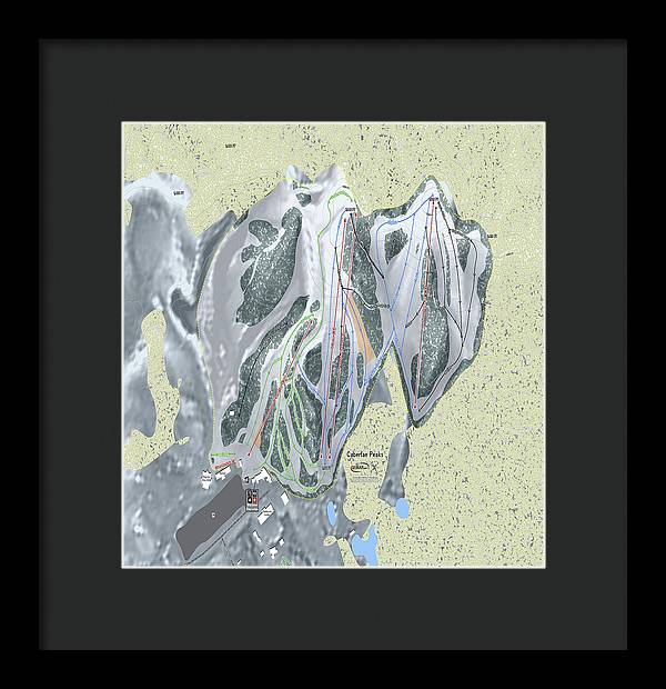 Caberfae Peaks Ski Trail Map - Framed Print - Powderaddicts