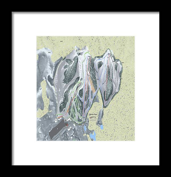 Caberfae Peaks Ski Trail Map - Framed Print - Powderaddicts