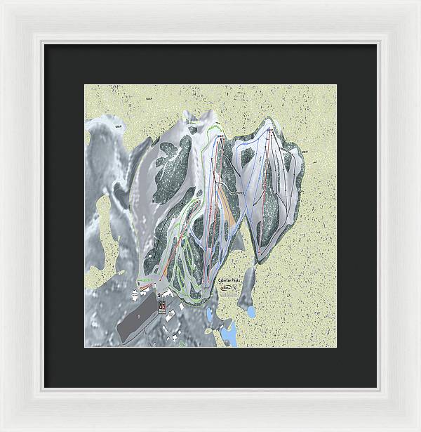 Caberfae Peaks Ski Trail Map - Framed Print - Powderaddicts