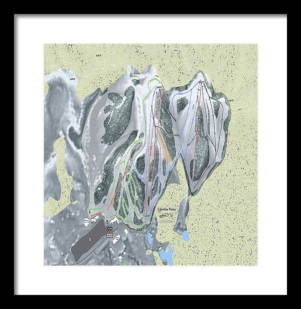 Caberfae Peaks Ski Trail Map - Framed Print - Powderaddicts