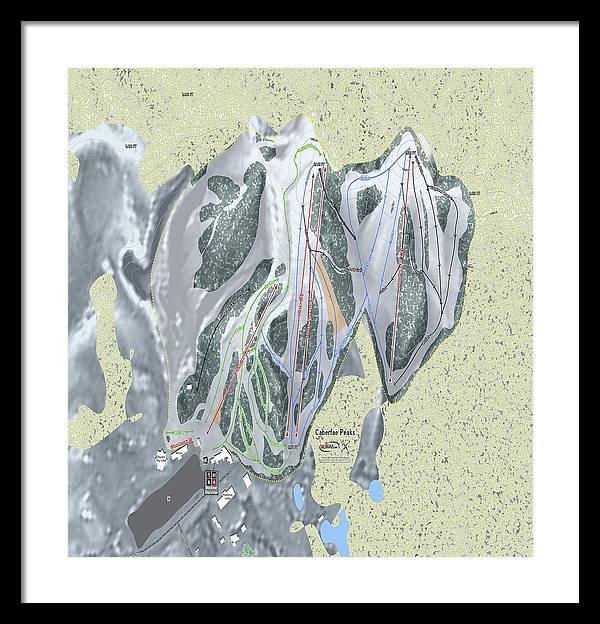 Caberfae Peaks Ski Trail Map - Framed Print - Powderaddicts