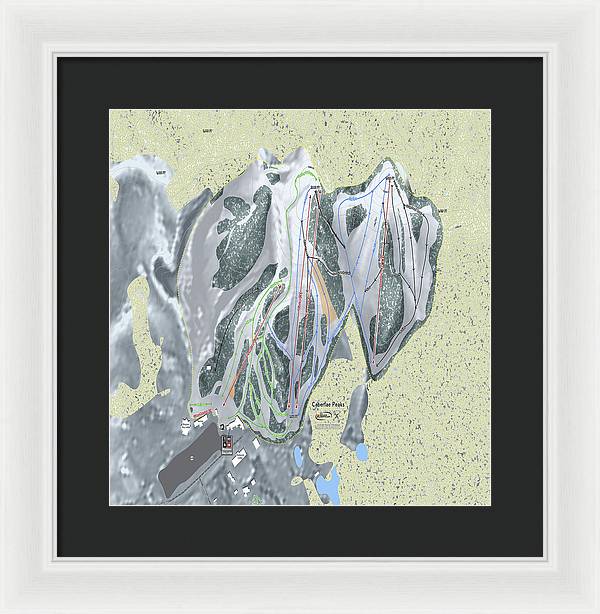 Caberfae Peaks Ski Trail Map - Framed Print - Powderaddicts