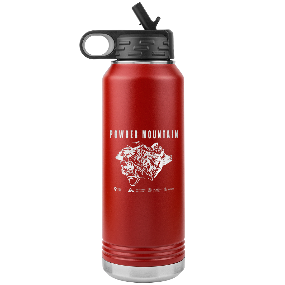 Powder Mountain,Utah Ski Trail Map 32oz Water Bottle Tumbler - Powderaddicts