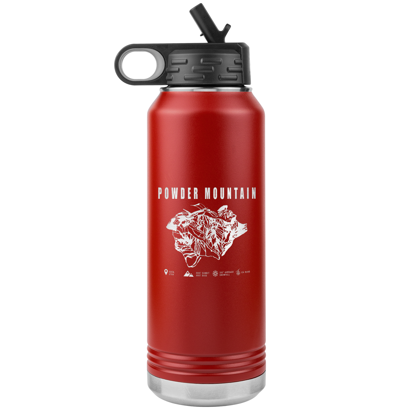 Powder Mountain,Utah Ski Trail Map 32oz Water Bottle Tumbler - Powderaddicts