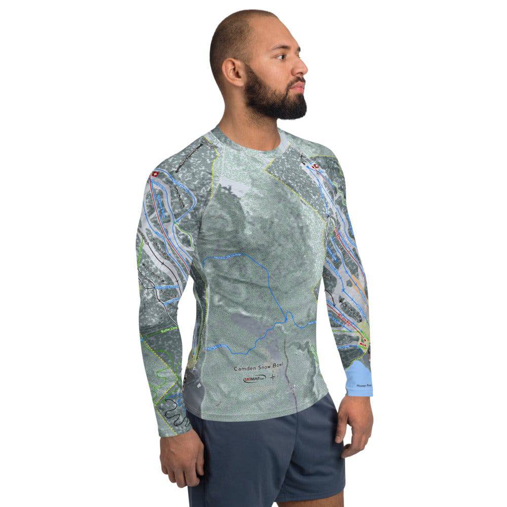 Camden Snow Bowl, Maine Ski Trail Map Men's Base Layer Top - Powderaddicts