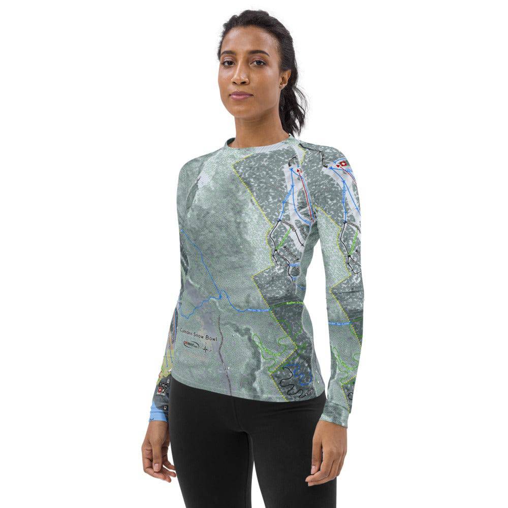 Camden Snow Bowl, Maine Ski Trail Map Women's Base Layer Top - Powderaddicts