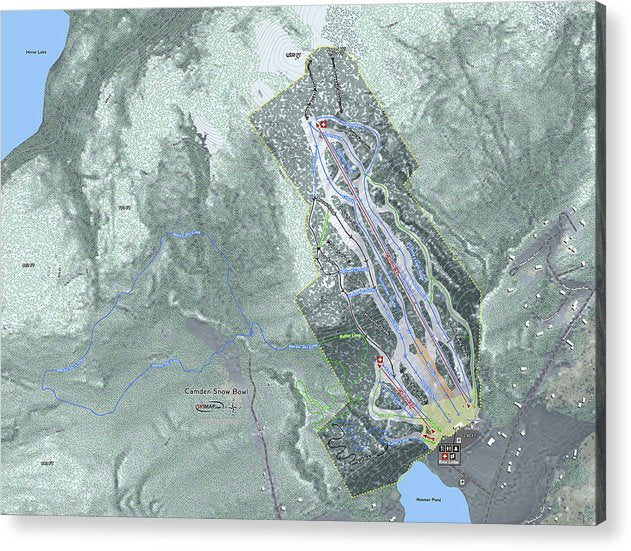 Camden Snow Bowl Ski Trail Map - Acrylic Print - Powderaddicts