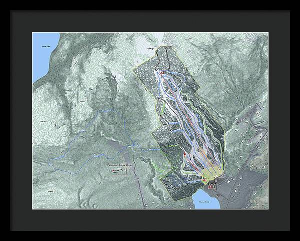 Camden Snow Bowl Ski Trail Map - Framed Print - Powderaddicts