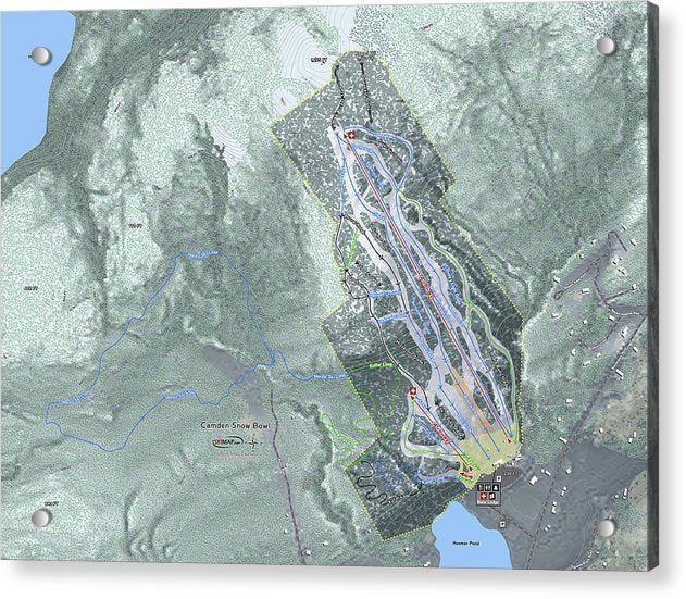 Camden Snow Bowl Ski Trail Map - Acrylic Print - Powderaddicts