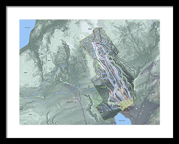 Camden Snow Bowl Ski Trail Map - Framed Print - Powderaddicts