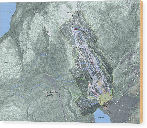 Camden Snow Bowl Ski Trail Map - Wood Print - Powderaddicts