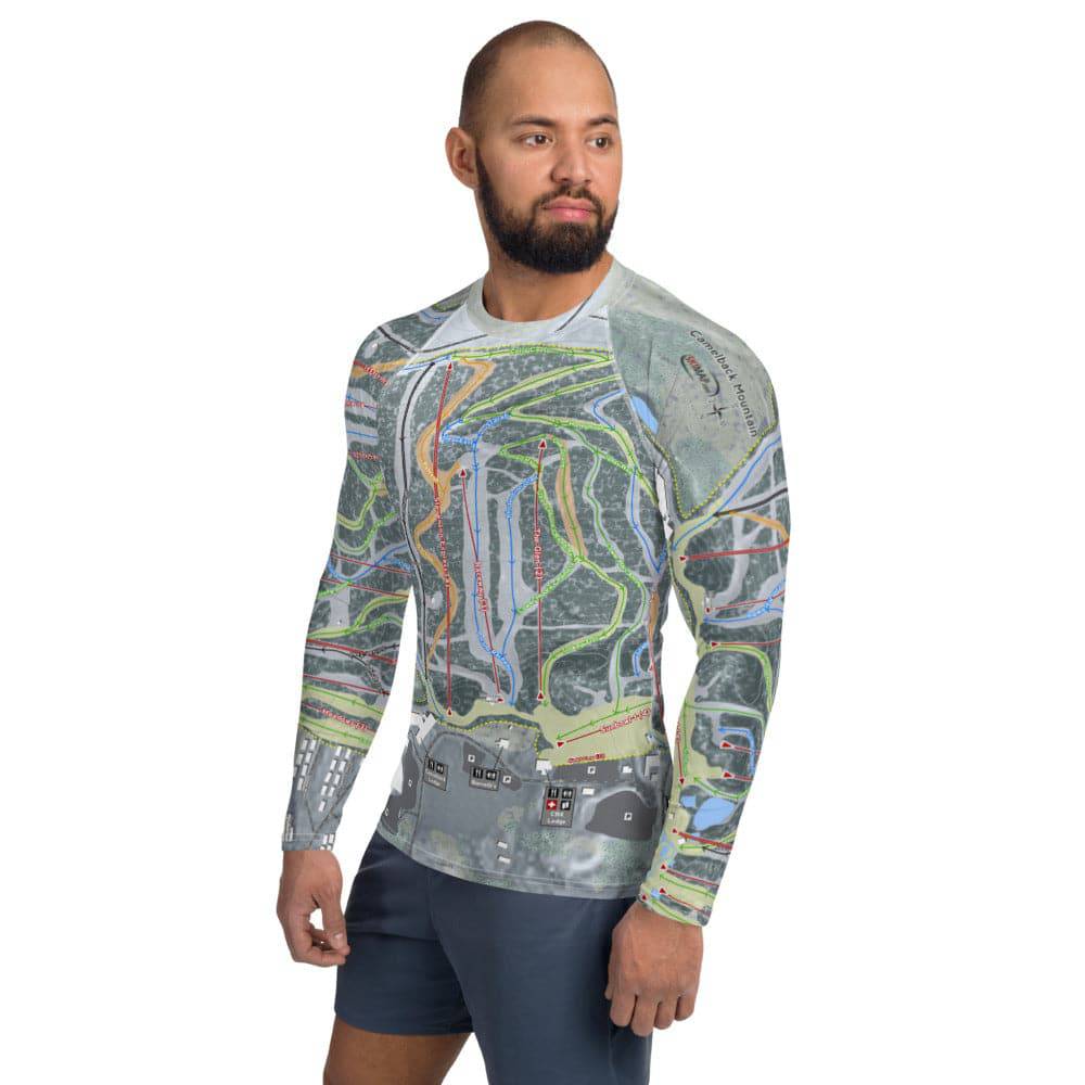Camelback Mountain, Pennsylvania Ski Trail Map Men's Base Layer Top - Powderaddicts