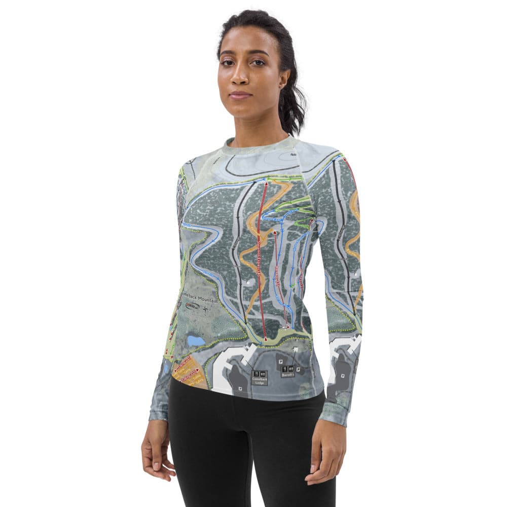 Camelback Mountain, Pennsylvania Ski Trail Map Women's Base Layer Top - Powderaddicts