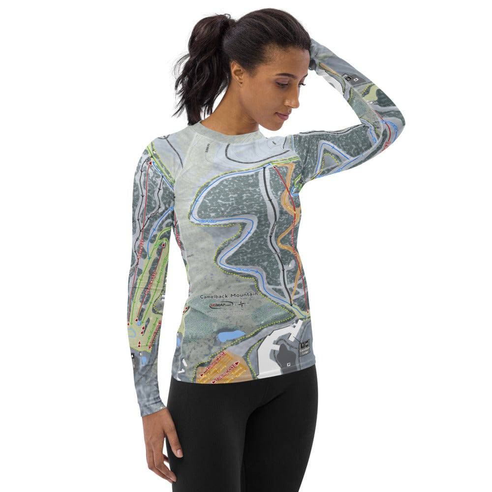 Camelback Mountain, Pennsylvania Ski Trail Map Women's Base Layer Top - Powderaddicts
