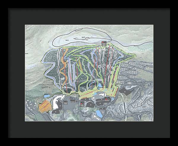Camelback Mountain Ski Trail Map  - Framed Print - Powderaddicts