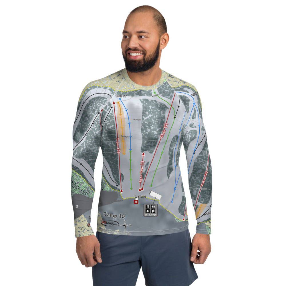 Camp 10, Wisconsin Ski Trail Map Men's Base Layer Top