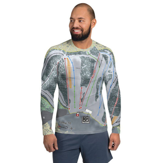 Camp 10, Wisconsin Ski Trail Map Men's Base Layer Top - Powderaddicts
