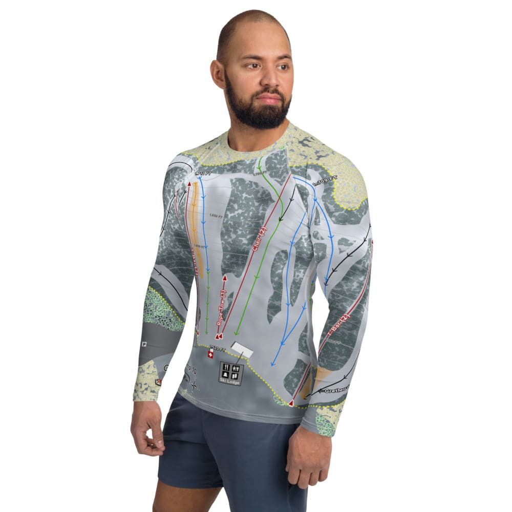 Camp 10, Wisconsin Ski Trail Map Men's Base Layer Top - Powderaddicts