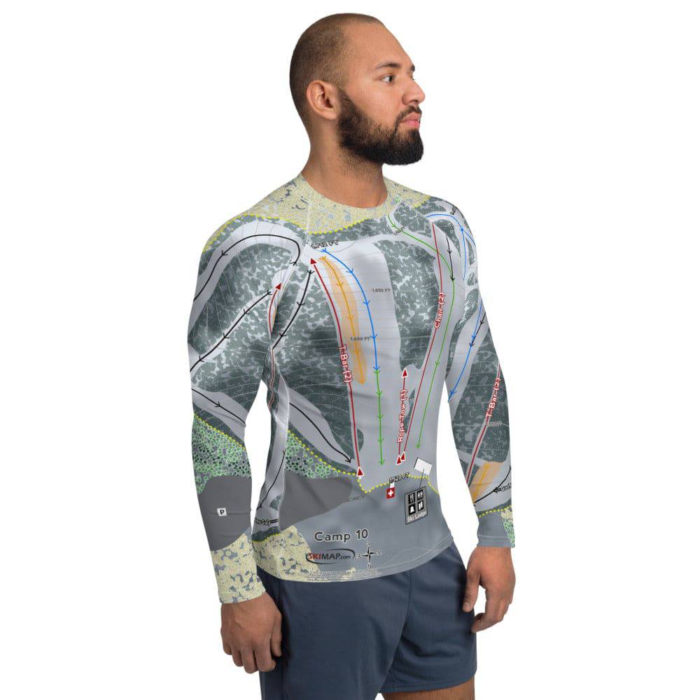 Camp 10, Wisconsin Ski Trail Map Men's Base Layer Top - Powderaddicts