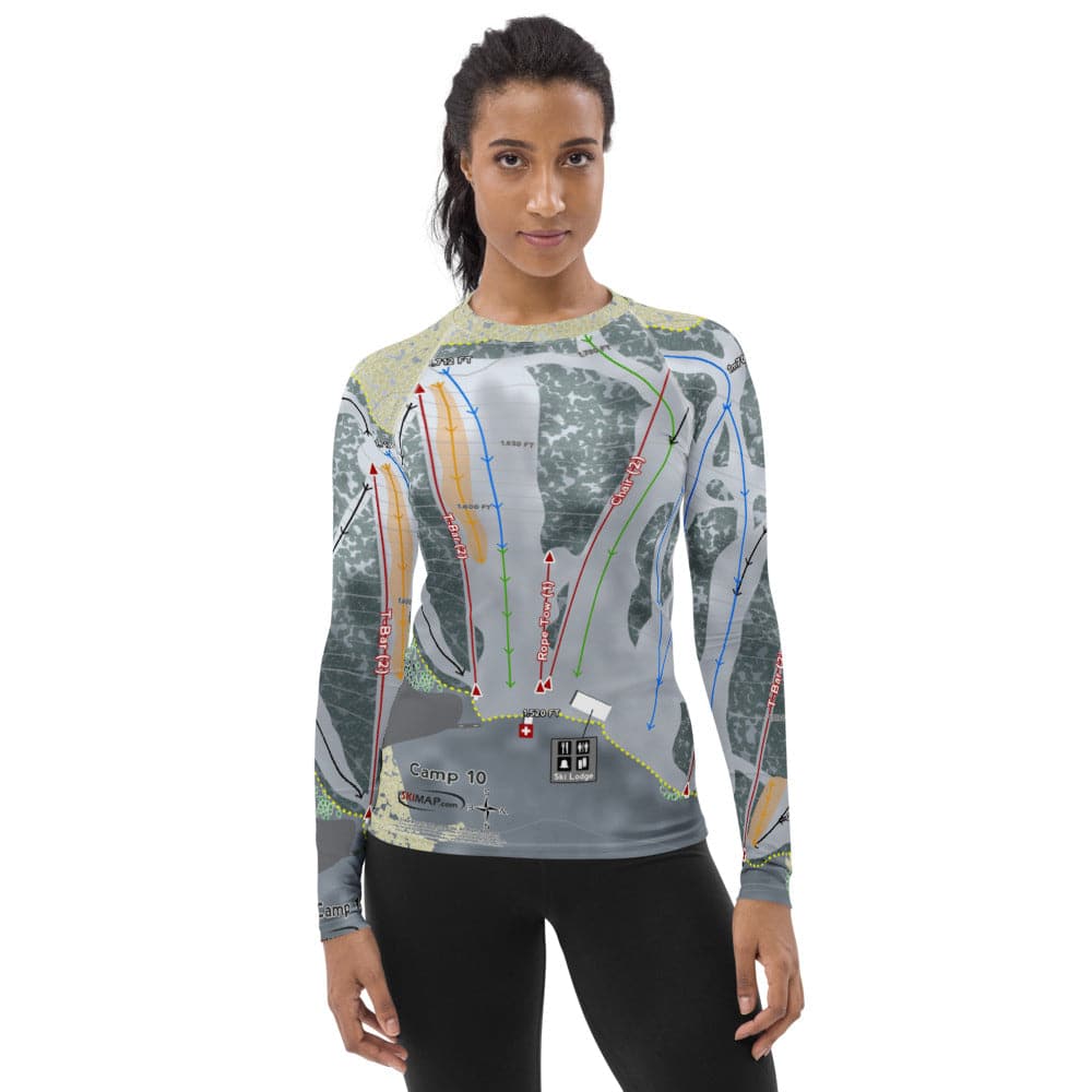Camp 10, Wisconsin Ski Trail Map Women's Base Layer Top