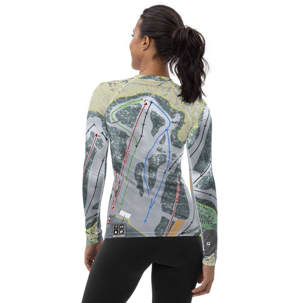 Camp 10, Wisconsin Ski Trail Map Women&#39;s Base Layer Top - Powderaddicts