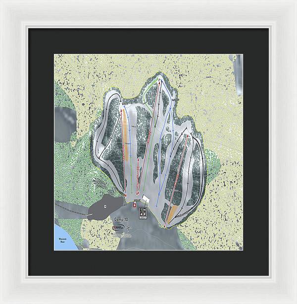 Camp10 Ski Trail Map - Framed Print - Powderaddicts