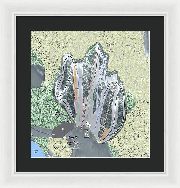 Camp10 Ski Trail Map - Framed Print - Powderaddicts