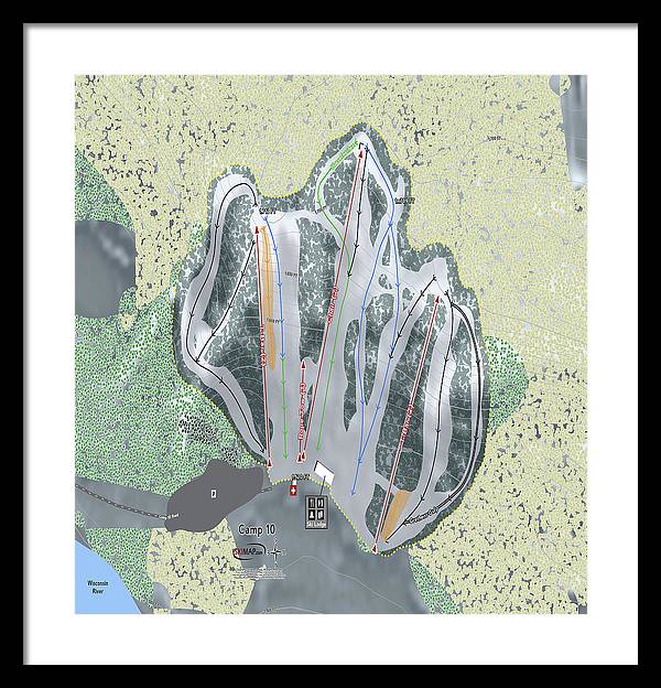 Camp10 Ski Trail Map - Framed Print - Powderaddicts