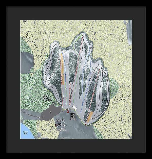 Camp10 Ski Trail Map - Framed Print - Powderaddicts