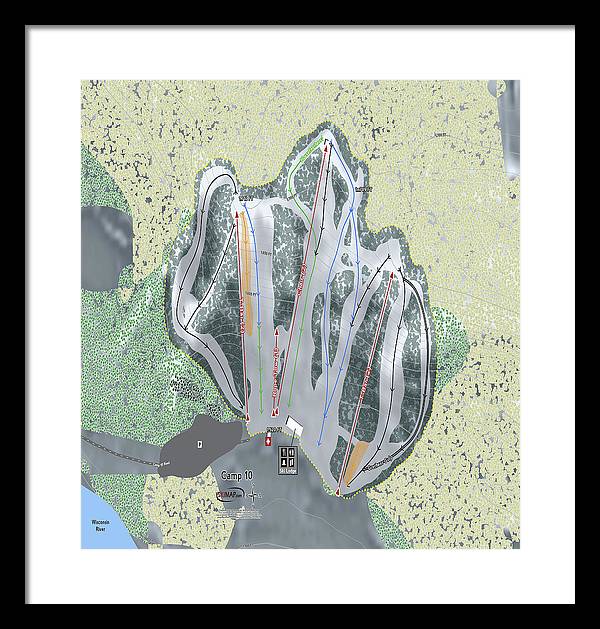 Camp10 Ski Trail Map - Framed Print - Powderaddicts
