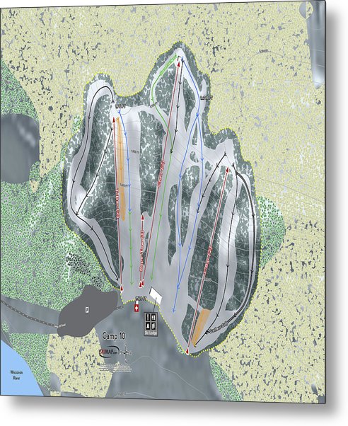 Camp10 Ski Trail Map - Metal Print - Powderaddicts