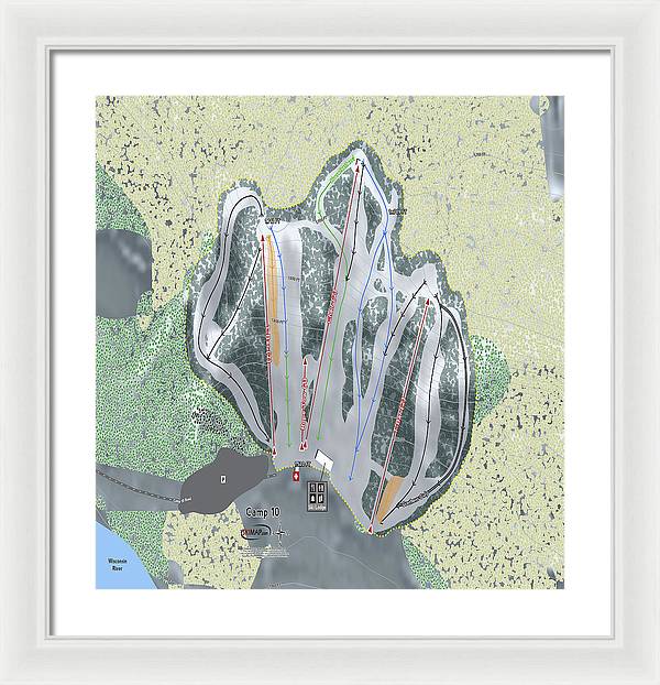 Camp10 Ski Trail Map - Framed Print - Powderaddicts