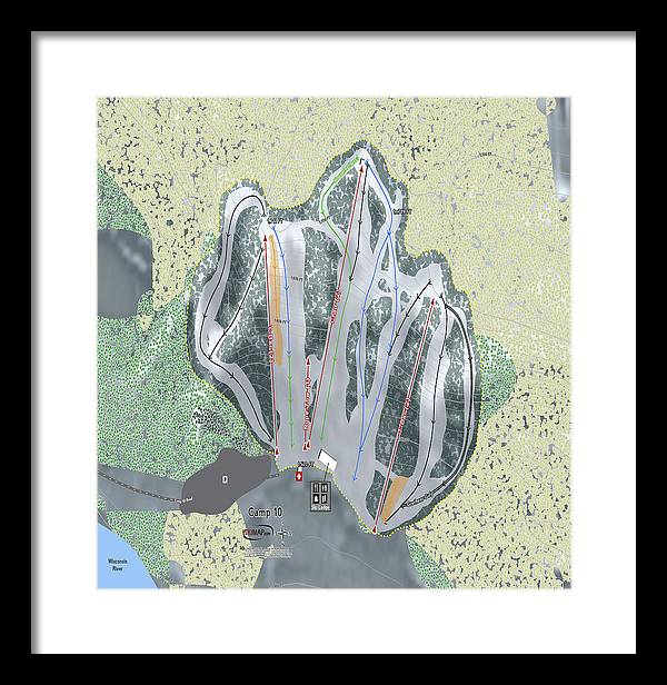 Camp10 Ski Trail Map - Framed Print - Powderaddicts
