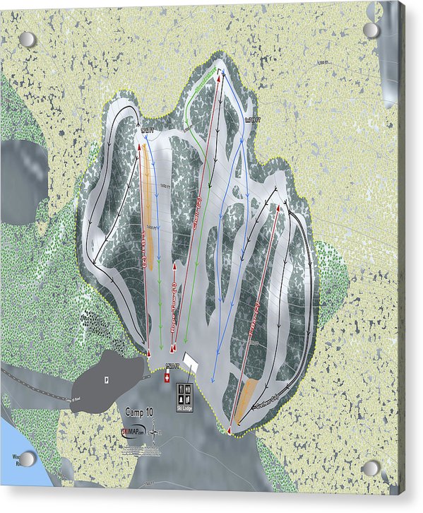 Camp10 Ski Trail Map - Acrylic Print - Powderaddicts