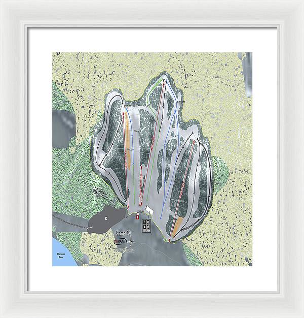 Camp10 Ski Trail Map - Framed Print - Powderaddicts