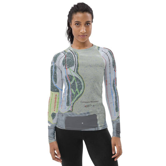 Campgaw Mountain, New Jersey Ski Trail Map Women's Base Layer Top - Powderaddicts