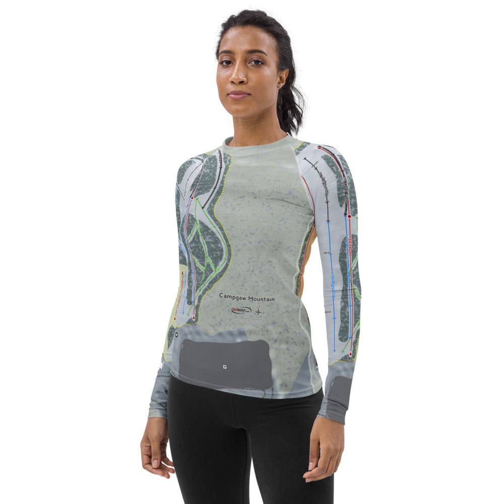 Campgaw Mountain, New Jersey Ski Trail Map Women's Base Layer Top - Powderaddicts
