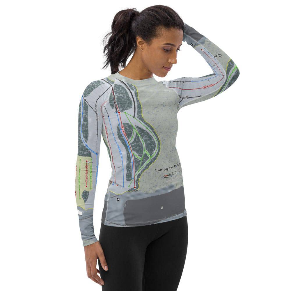 Campgaw Mountain, New Jersey Ski Trail Map Women's Base Layer Top - Powderaddicts