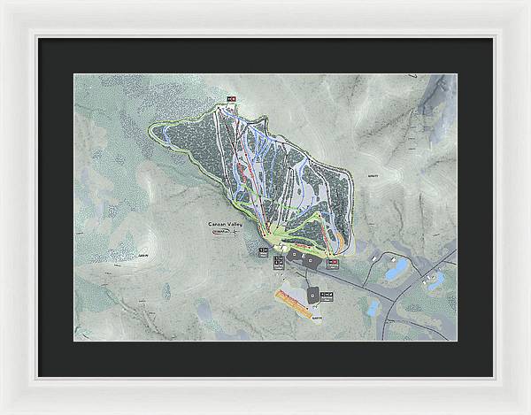 Canaan Valley Ski Trail Map - Framed Print - Powderaddicts
