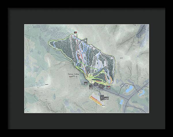 Canaan Valley Ski Trail Map - Framed Print - Powderaddicts