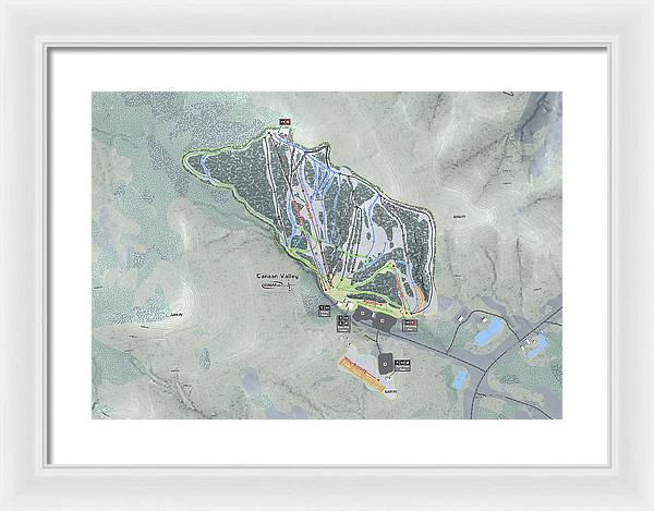 Canaan Valley Ski Trail Map - Framed Print - Powderaddicts