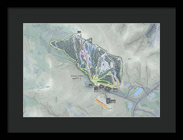 Canaan Valley Ski Trail Map - Framed Print - Powderaddicts