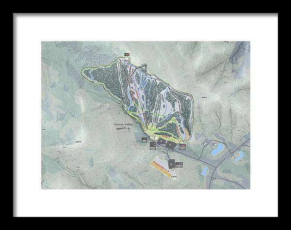 Canaan Valley Ski Trail Map - Framed Print - Powderaddicts