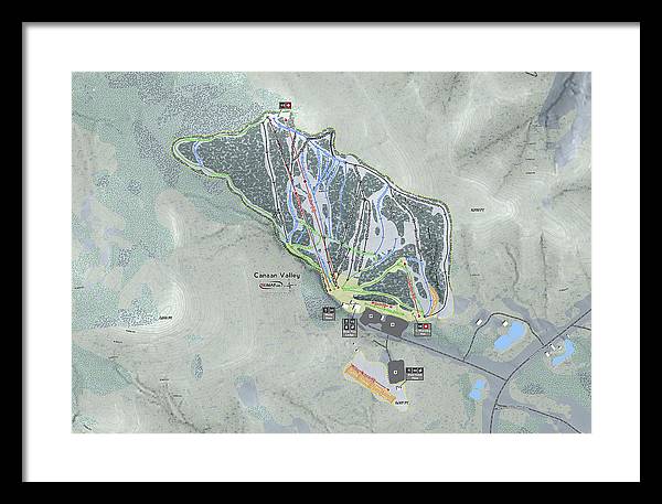 Canaan Valley Ski Trail Map - Framed Print - Powderaddicts