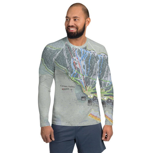 Canaan Valley, West Virginia Ski Trail Map Men's Base Layer Top - Powderaddicts