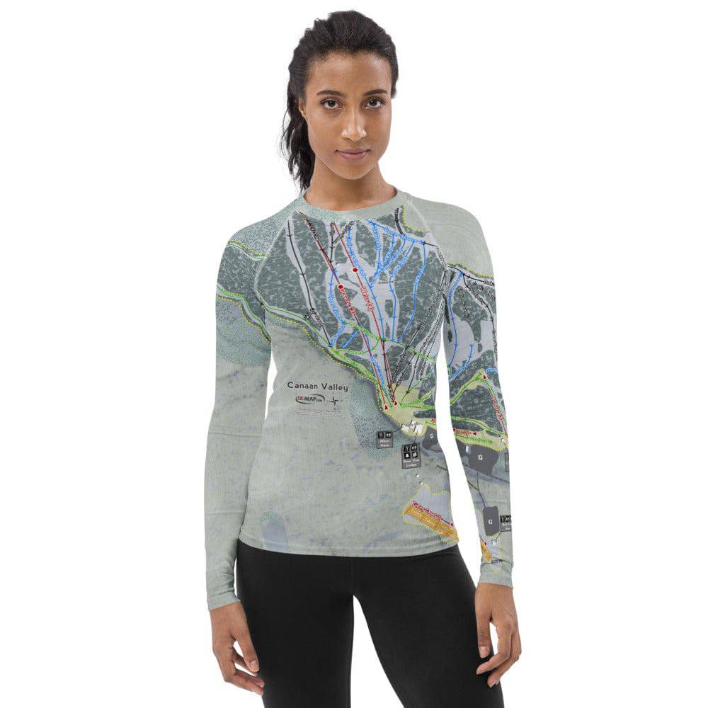 Canaan Valley, West Virginia Ski Trail Map Women's Base Layer Top