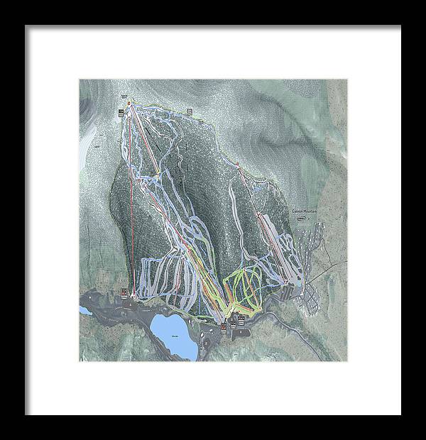 Cannon Mountain Ski Trail Map - Framed Print - Powderaddicts